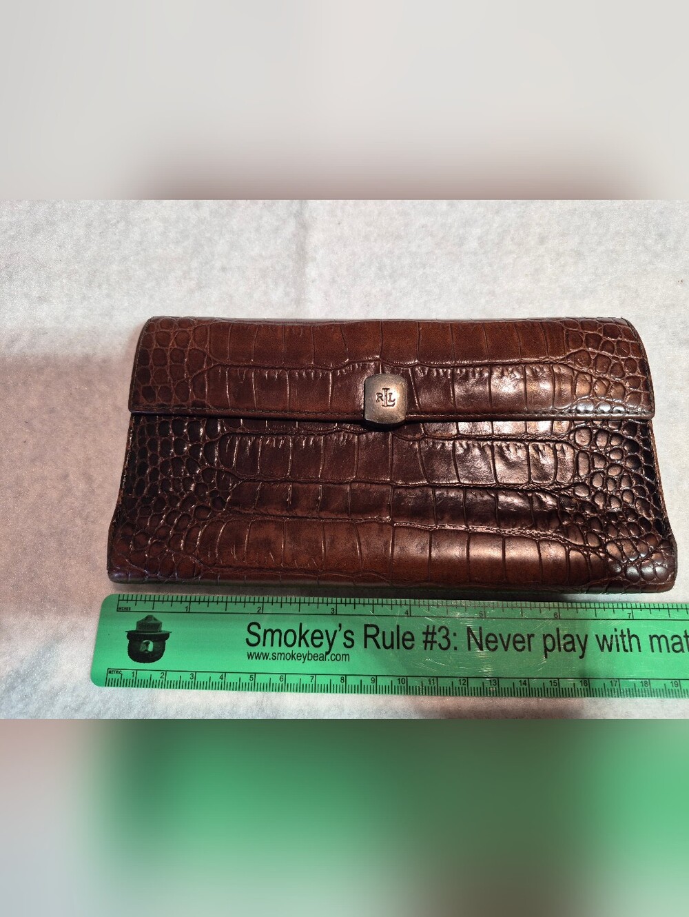 Vintage Lauren Ralph Lauren RLL Embossed Croc Women's Clutch Organizer Wallet - Picture 3 of 7